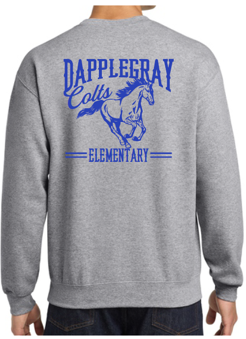 Dapplegray Colts Blue on Athletic Heather Crewneck Sweatshirt