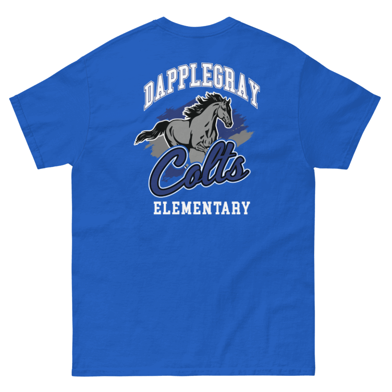 Youth Dapplegray Colts on Royal Blue short sleeve shirt