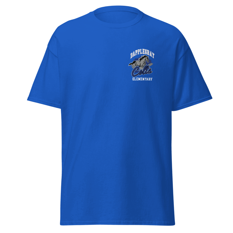 Youth Dapplegray Colts on Royal Blue short sleeve shirt